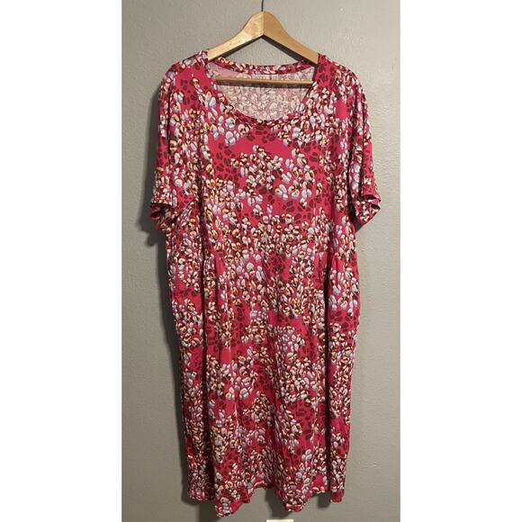 Logo by Lori Goldstein Womens Dress Size 2X Petite Fuchsia Abstract Modal Artsy - Picture 1 of 8